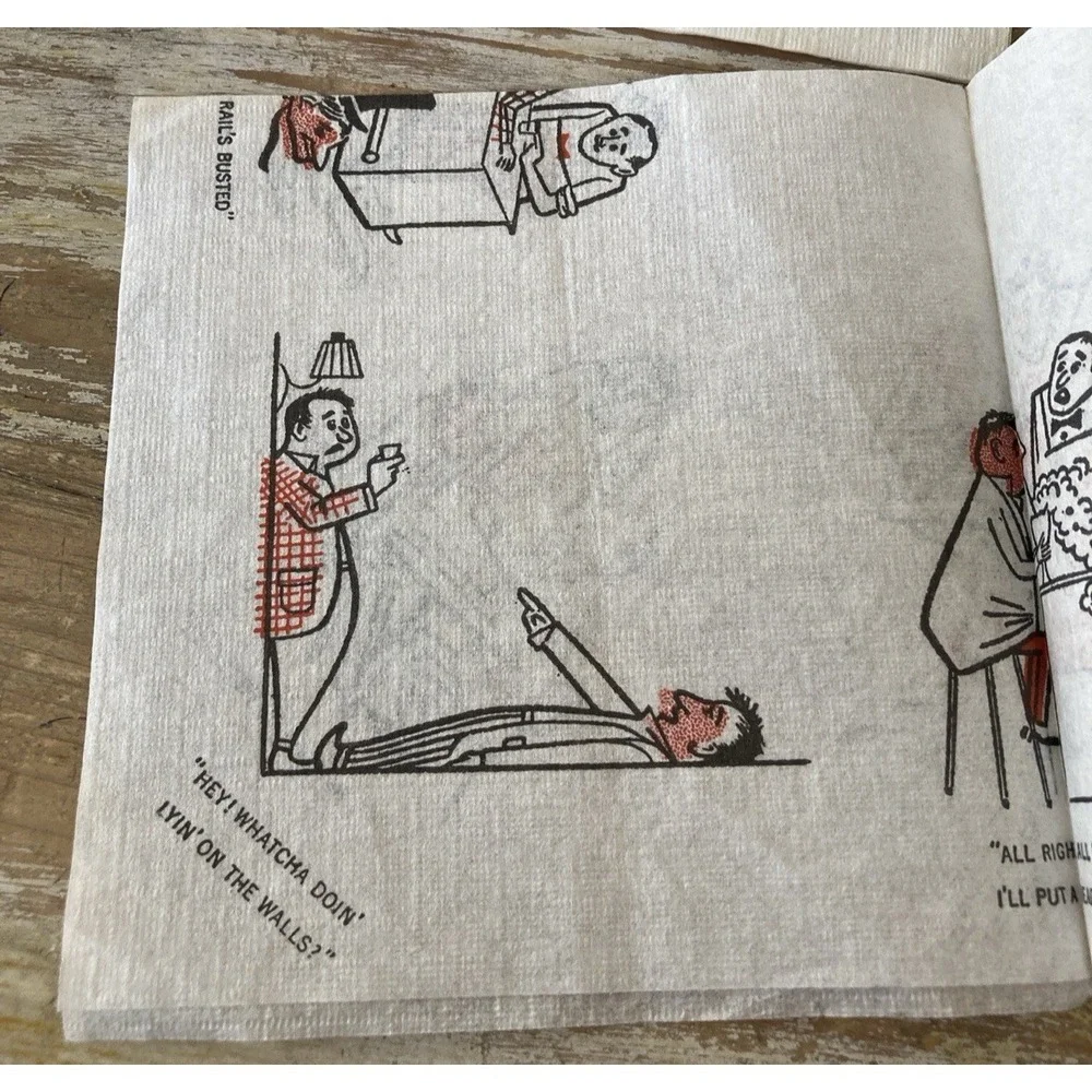 Vintage bar paper cocktail napkins gag joke themed football bartenders 1960's